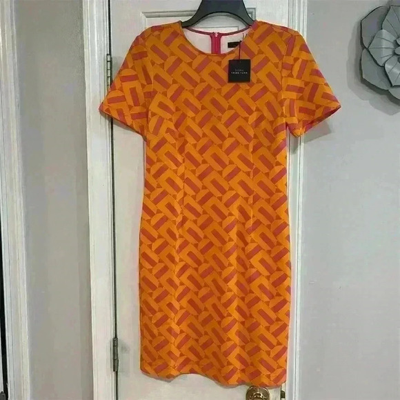 Trina Turk Women's Geometric Shift Dress Short Sleeve Size S Multicolor - Picture 1 of 7